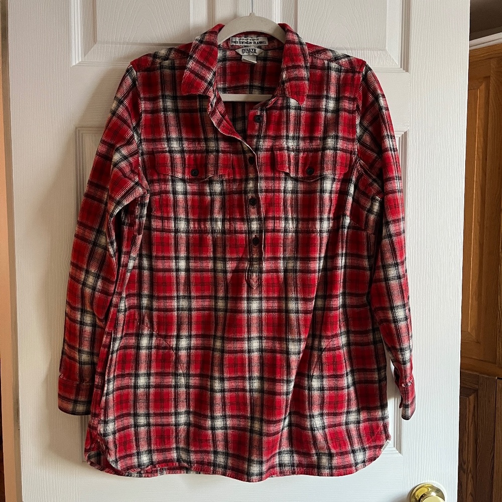 Duluth Trading Co Free Swingin' Flannel Tunic Large